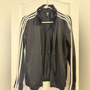 Adidas Men's Black Windbreaker with White Stripes